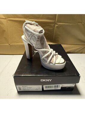 Dkny Women's Delicia Strappy Knotted Platform Sandals White Size 6.5 NEW